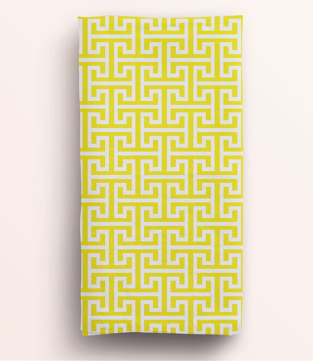 Acid Yellow Greek Key Napkin (1 piece)