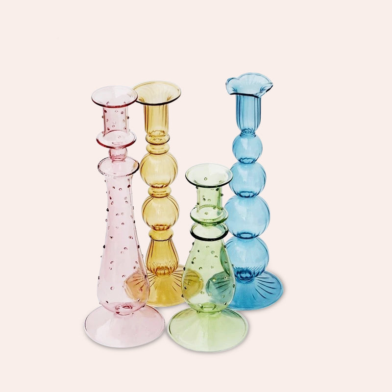 Medium Green Glass Candle Holder