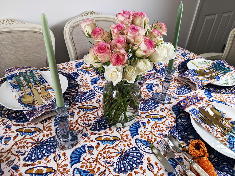 Marmara Blue Ochre Tablecloth