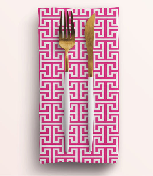 Fuchsia Pink Greek Key Napkin (1 piece)
