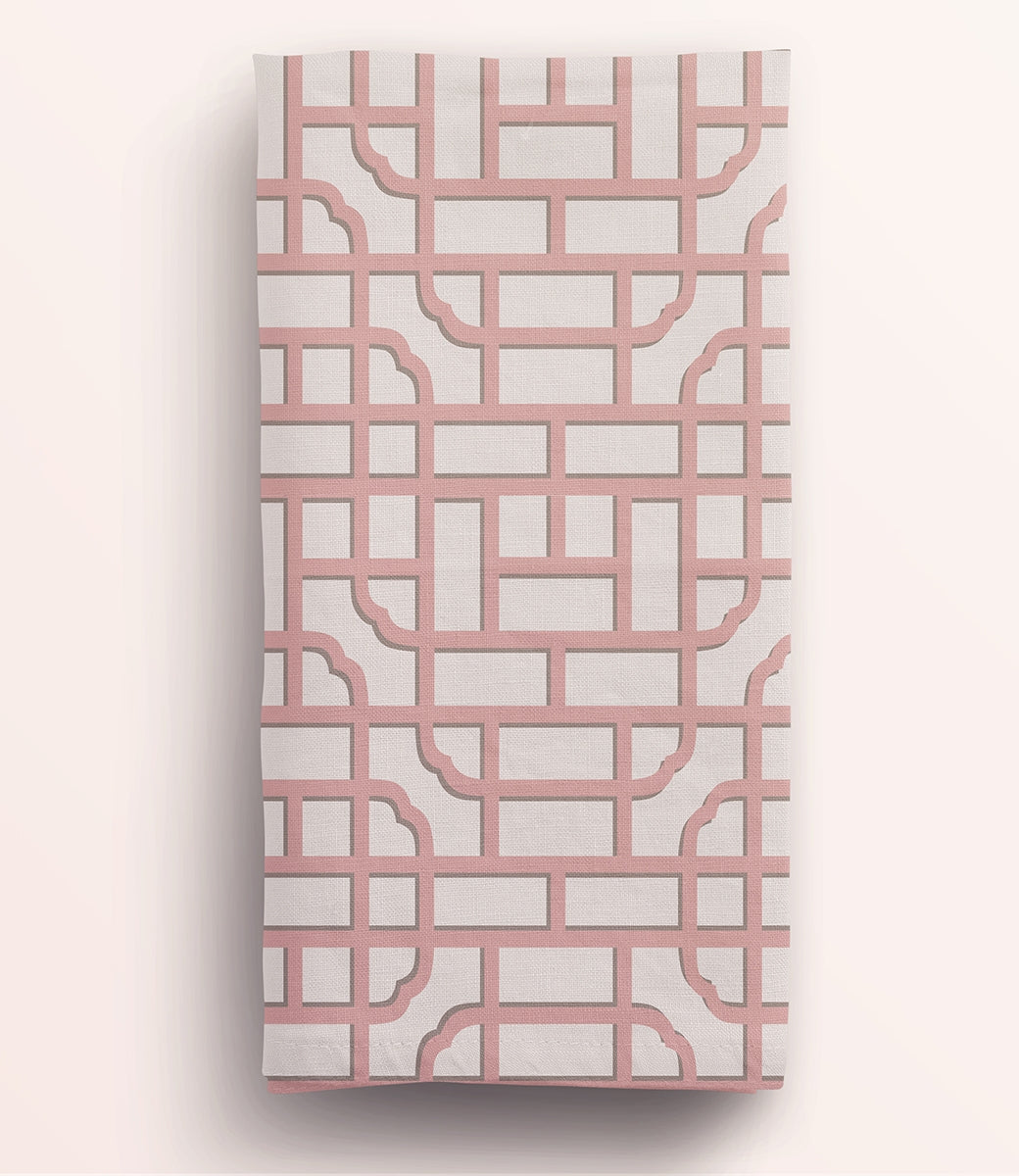 French Pink & Blush Lattice Napkin (1 piece)