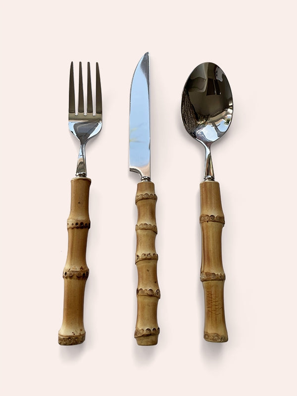 Rustic Bamboo Cutlery (3 pieces - 1 setting)