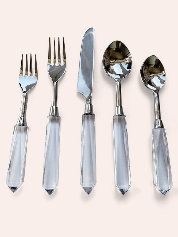 Clear Lucite & Silver Cutlery (5 piece - 1 setting)