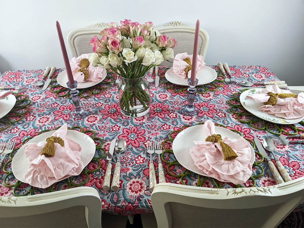 Ottoman Pink Floral Tablecloth