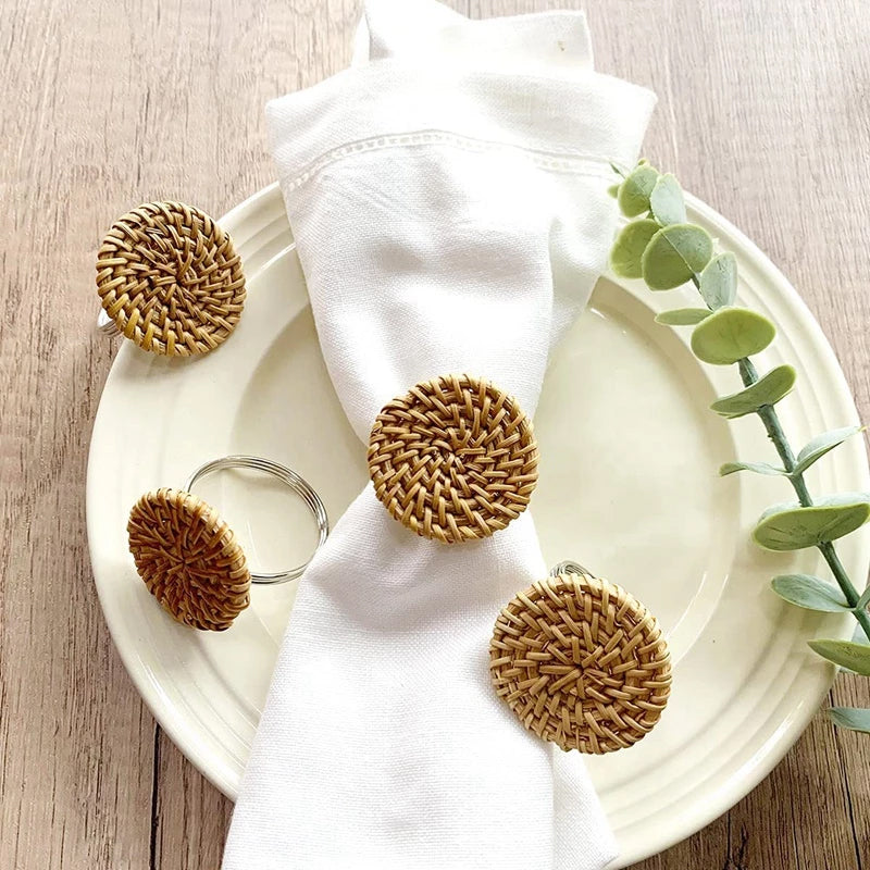 Rattan Button Napkin Rings (set of 6)