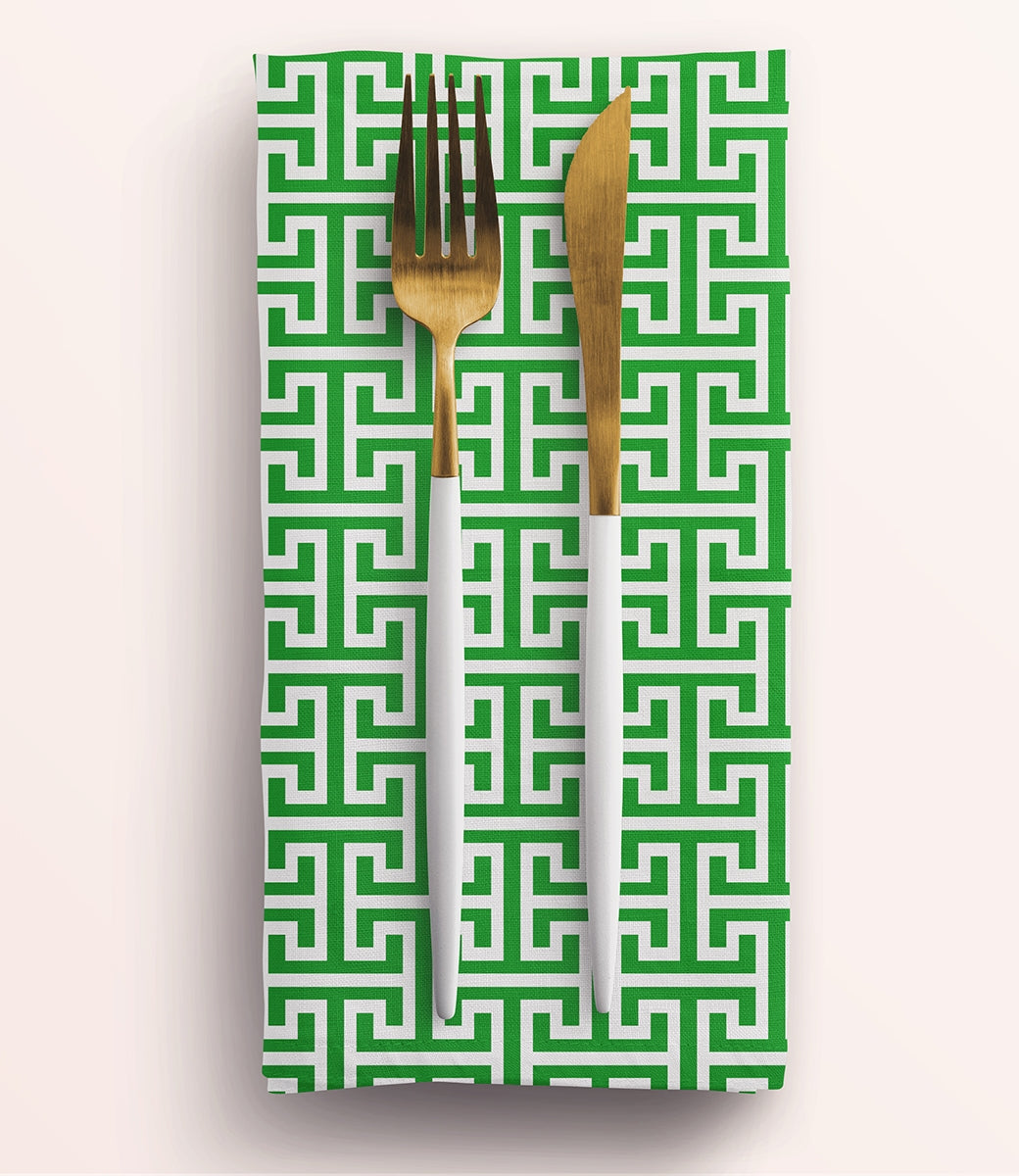 Shamrock Green Greek Key Napkin (1 piece)